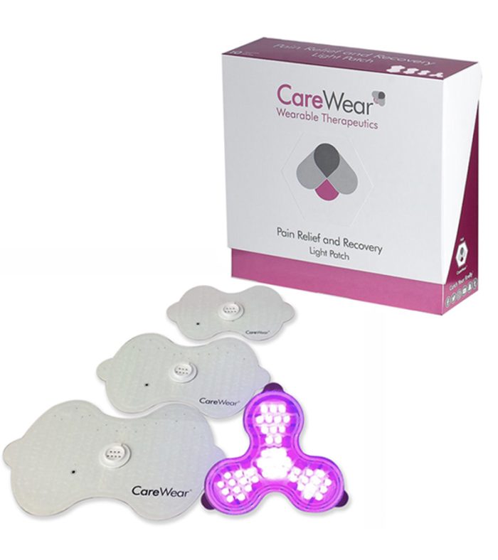 CareWear’s Box of 10 Assorted Magenta Light Therapy Patches outside box | Pain Management Panakeia